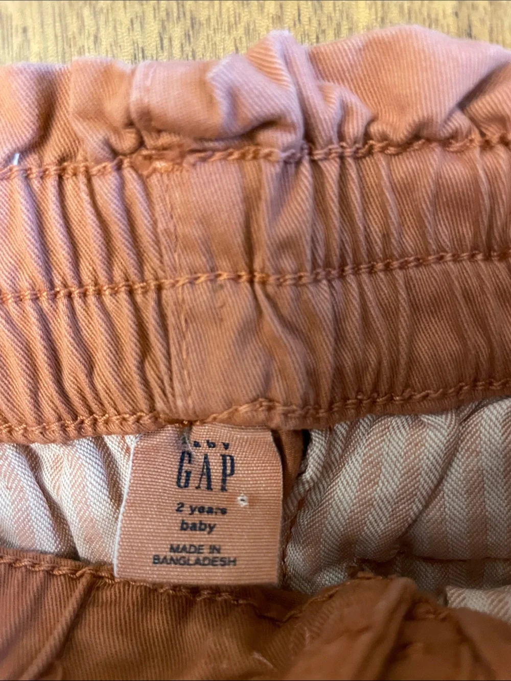 GAP Coral Pink Elastic-Waist Cotton Pants